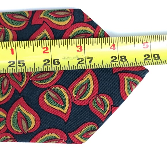 BURBERRYS OF LONDON Tie Black Colorful Leaves Nature Elegant Silk Necktie Italy - Picture 10 of 10